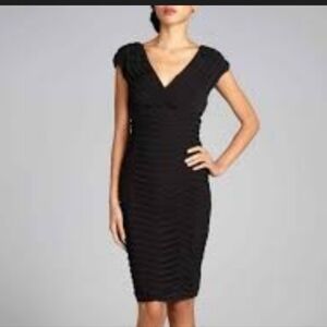 Adrianna Papell Black Shutter Pleat Dress